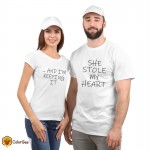 Marškinėliai poroms "She stole my heart" Marškinėliai poroms | Colorbee.lt